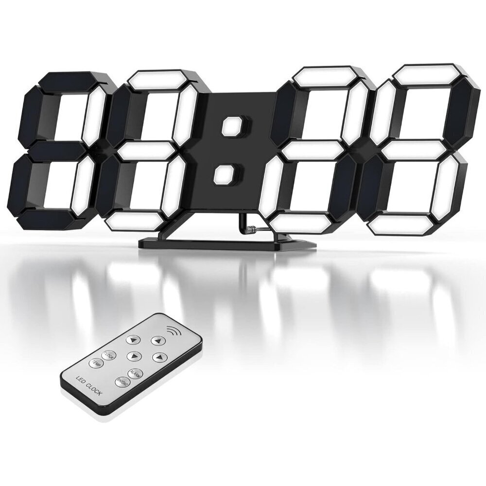 Modern 9.7" LED Digital Wall Clock with Remote & Alarm